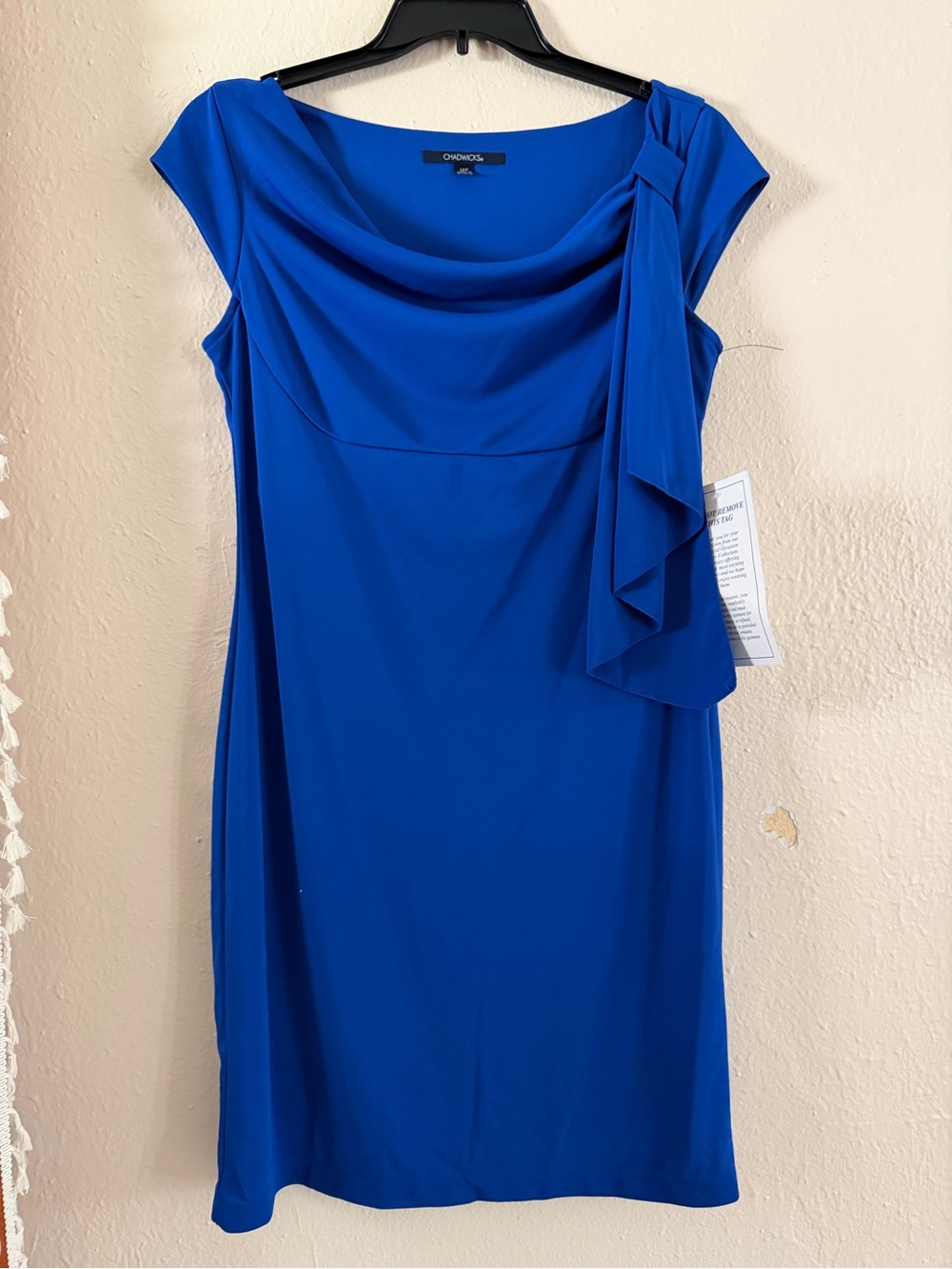 Chor Royal Blue Draped Cap-Sleeve Midi Dress